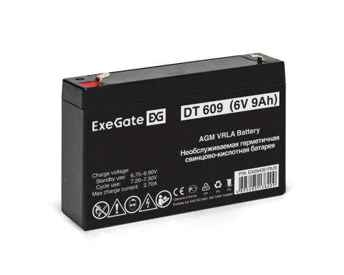[батареи] Exegate EX294051RUS Аккумуляторная батарея ExeGate DT 609 (6V 9Ah, клеммы F1)