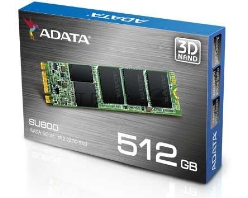 Накопитель SSD AData M.2 2280 512GB ADATA Ultimate SU800 Client SSD ASU800NS38-512GT-C SATA 6Gb/s, 560/520, IOPS 85/85K, MTBF 2M, 3D V-NAND TLC, 512MB, 400TBW, Retail