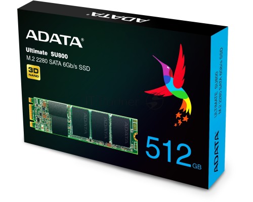 Накопитель SSD AData M.2 2280 512GB ADATA Ultimate SU800 Client SSD ASU800NS38-512GT-C SATA 6Gb/s, 560/520, IOPS 85/85K, MTBF 2M, 3D V-NAND TLC, 512MB, 400TBW, Retail