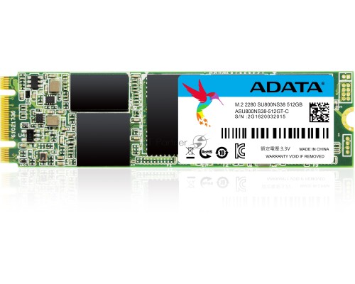 Накопитель SSD AData M.2 2280 512GB ADATA Ultimate SU800 Client SSD ASU800NS38-512GT-C SATA 6Gb/s, 560/520, IOPS 85/85K, MTBF 2M, 3D V-NAND TLC, 512MB, 400TBW, Retail