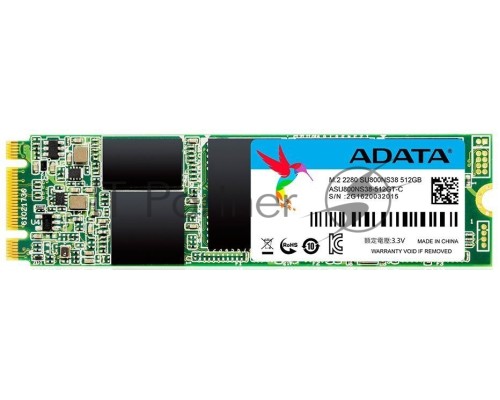 Накопитель SSD AData M.2 2280 512GB ADATA Ultimate SU800 Client SSD ASU800NS38-512GT-C SATA 6Gb/s, 560/520, IOPS 85/85K, MTBF 2M, 3D V-NAND TLC, 512MB, 400TBW, Retail
