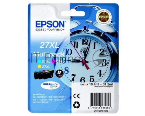 Картридж струйный Epson 27XL T2715 многоцветный (C13T27154022/C13T27154020) желтый/голубой/пурпурный набор карт. (1100 стр.) для Epson WF7110/7610/7620