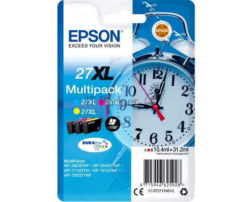 Картридж струйный Epson 27XL T2715 многоцветный (C13T27154022/C13T27154020) желтый/голубой/пурпурный набор карт. (1100 стр.) для Epson WF7110/7610/7620