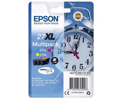 Картридж струйный Epson 27XL T2715 многоцветный (C13T27154022/C13T27154020) желтый/голубой/пурпурный набор карт. (1100 стр.) для Epson WF7110/7610/7620
