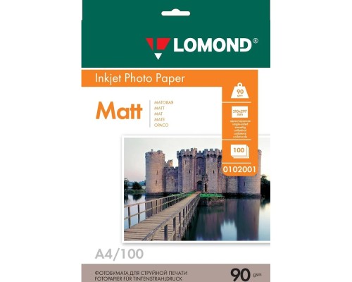 [Бумага] LOMOND 0102001 Матовая бумага 1х A4, 90г/м2, 100 листов 