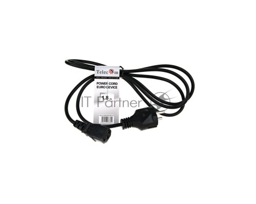 Кабель Telecom Кабель (TE021-CU0.5-1.8M) компьютер - розетка 220V (EURO) 1.8м, 3G0,5mm медь 