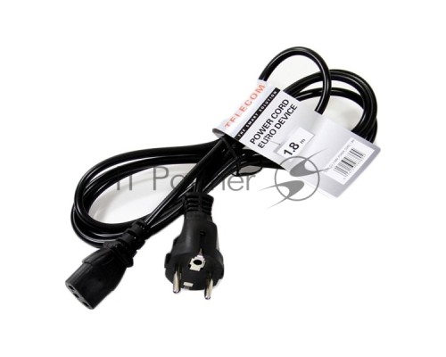 Кабель Telecom Кабель (TE021-CU0.5-1.8M) компьютер - розетка 220V (EURO) 1.8м, 3G0,5mm медь 