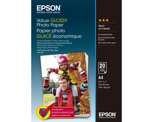 Фотобумага EPSON Value Glossy Photo Paper A4 20 листов 183 г/кв.м2 (C13S400035)