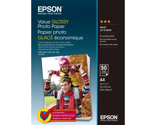 Фотобумага EPSON Value Glossy Photo Paper A4 50 листов 183 г/кв.м2 (C13S400036)