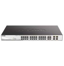 D-Link DGS-1210-28MP/F4A Настраиваемый L2 коммутатор с 24 портами 10/100/1000Base-T и 4 комбо-портами 100/1000Base-T/SFP (24 порта PoE 802.3af/at, PoE-бюджет 370 Вт)