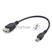Кабель USB 2.0 OTG Cablexpert A-OTG-AFBM-03 USBAF/MicroBM, 0.15м, удлиненный разъем micro USB - 9мм,  пакет