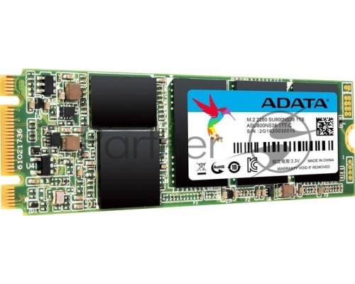 Накопитель SSD AData M.2 2280 1TB ADATA Ultimate SU800 Client SSD ASU800NS38-1TT-C SATA 6Gb/s, 560/520, IOPS 80/80K, MTBF 2M, 3D V-NAND TLC, 1024MB, 800TBW, Retail