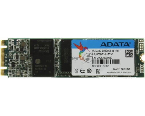 Накопитель SSD AData M.2 2280 1TB ADATA Ultimate SU800 Client SSD ASU800NS38-1TT-C SATA 6Gb/s, 560/520, IOPS 80/80K, MTBF 2M, 3D V-NAND TLC, 1024MB, 800TBW, Retail