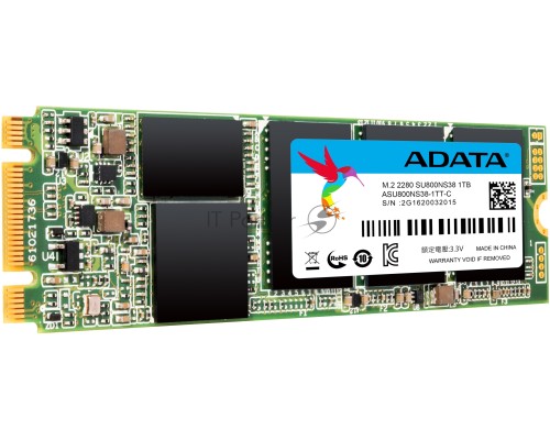 Накопитель SSD AData M.2 2280 1TB ADATA Ultimate SU800 Client SSD ASU800NS38-1TT-C SATA 6Gb/s, 560/520, IOPS 80/80K, MTBF 2M, 3D V-NAND TLC, 1024MB, 800TBW, Retail