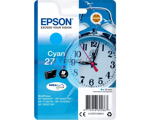 Картридж струйный Epson 27XL T2712 (C13T27124022/C13T27124020) голубой (10.4 мл 1100 стр.) для WF7110/7610/7620