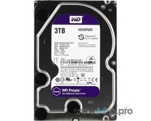 Жесткий диск Western Digital Original SATA-III 3Tb WD30PURZ Video Purple (5400rpm) 64Mb 3.5