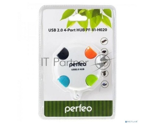 Контроллер Perfeo USB-HUB 4 Port, (PF-VI-H020 White) белый
