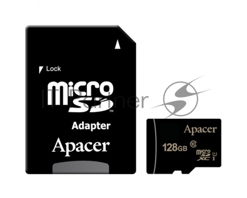 Флэш карта Micro SecureDigital 128Gb Apacer AP128GMCSX10U1-R {MicroSDXC Class 10 UHS-I, SD adapter}