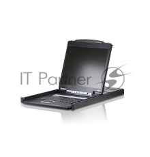 Переключатель/switch, KVM, 1 user консоль LCD/ЖК 19 =16 cpu/портов/port PS2/USB+VGA, с KVM-шнурами PS2 1х1.8м.;USB 1x1.8м., 1280x1024, 1U 19, исп.спец.шнуры, OSD, каскад 256, лат./рус.клав 16P  LCD KVMP SWITCH 19INCH