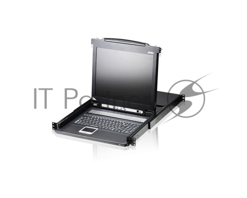 Переключатель/switch, KVM, 1 user консоль LCD/ЖК 19 =16 cpu/портов/port PS2/USB+VGA, с KVM-шнурами PS2 1х1.8м.;USB 1x1.8м., 1280x1024, 1U 19, исп.спец.шнуры, OSD, каскад 256, лат./рус.клав 16P  LCD KVMP SWITCH 19INCH