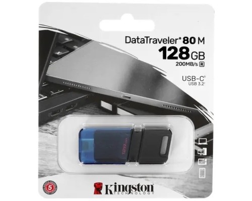 [Носитель информации] Kingston USB Drive 128GB DataTraveler 80 M DT80M (Type-C) USB3.2, черный [DT80M/128GB]