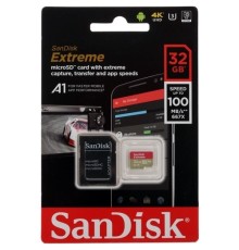 Micro SecureDigital 32GB SanDisk microSDXC Class 10 UHS-I A1 C10 V30 U3 Extreme 100MB/s