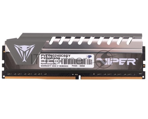 Модуль памяти PATRIOT DIMM DDR4 4GB PC19200 PVE44G240C6GY Модуль памяти PATRIOT DIMM DDR4 4GB PC19200 PVE44G240C6GY