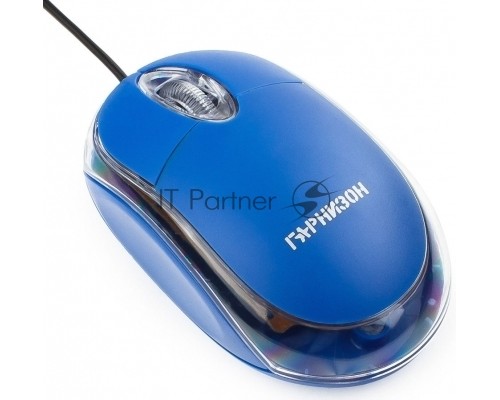 Мышь Гарнизон GM-100B, USB, чип- Х, синий, 1000 DPI, 2кн.+колесо-кнопка
