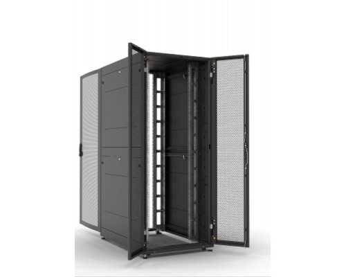 [Монтажное оборудование] ЦМО Шкаф серверный ПРОФ напольный 48U (800 х 1000) двери двойные перф. 2 шт., черный, в сборе ШТК-СП-48.8.10-88АА-9005