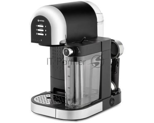 Кофеварка рожковая Vitek VT-1525 BK черный, исп. кофе - молотый, 1 л, 1470 вт, 15 Бар