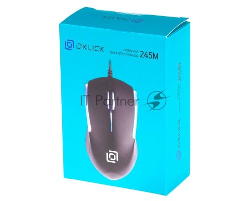 Мышь проводная Oklick 245M черный, 1000 dpi, USB, кнопки - 3
