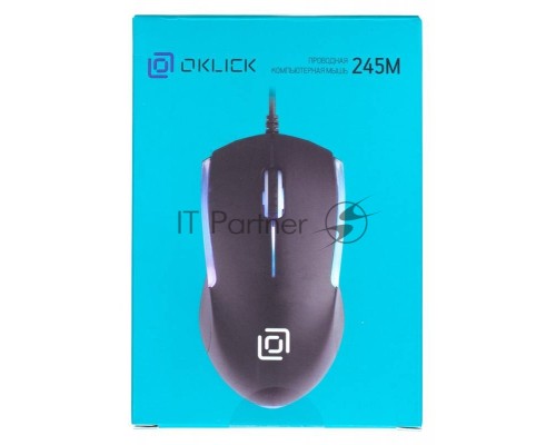 Мышь проводная Oklick 245M черный, 1000 dpi, USB, кнопки - 3