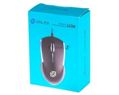 Мышь проводная Oklick 245M черный, 1000 dpi, USB, кнопки - 3