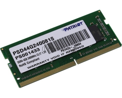Оперативная память Patriot SO-DIMM DDR4 4GB PC19200 PSD44G240081S Patriot Оперативная память Patriot SO-DIMM DDR4 4GB PC19200 PSD44G240081S Patriot