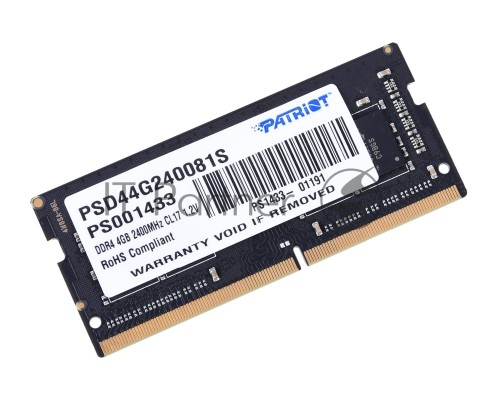 Оперативная память Patriot SO-DIMM DDR4 4GB PC19200 PSD44G240081S Patriot Оперативная память Patriot SO-DIMM DDR4 4GB PC19200 PSD44G240081S Patriot