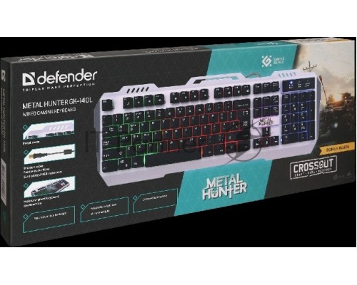 Клавиатура Defender Metal Hunter GK-140L RU [45140] {Проводная игровая клавиатура, RGB подсветка,19 Anti-Ghost}