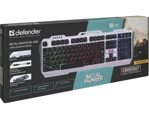 Клавиатура Defender Metal Hunter GK-140L RU [45140] {Проводная игровая клавиатура, RGB подсветка,19 Anti-Ghost}