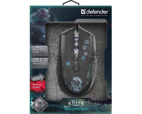 Мышь Defender Killer GM-170L [52170] {Проводная игровая мышь, оптика,7кнопок,800-3200dpi}