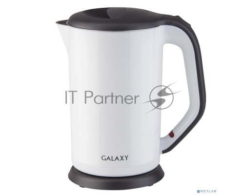 Чайник электрический Galaxy GL 0318, белый, пластик, 2000 Вт, 1,7 л