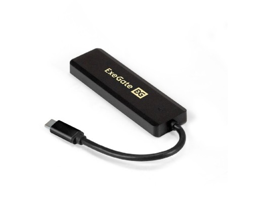 [USB-концентраторы] Exegate EX293986RUS USB-Хаб (концентратор) ExeGate DUB-4CP/1 (кабель-адаптер USB Type C --> 4xUSB3.0, Plug&Play, черный)