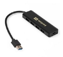 Exegate EX293980RUS USB-Хаб (концентратор) ExeGate DUB-4P/1 (кабель-адаптер USB3.0 --> 4xUSB3.0, Plug&Play, черный)