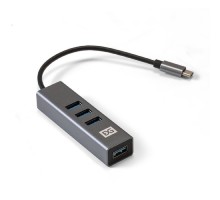 Exegate EX293987RUS USB-Хаб (концентратор) ExeGate DUB-4TC (кабель-адаптер USB Type C --> 4xUSB3.0, Plug&Play, серебристый)