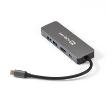 Exegate EX293982RUS Док-станция ExeGate DUB-21C/PD/HL (кабель-адаптер USB Type-C --> 2xUSB3.0 + PD 100W + HDMI 4K@60Hz + Lan RJ45 10/100/1000Mb, Plug&Play, серая)