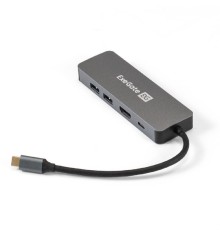 Exegate EX293982RUS Док-станция ExeGate DUB-21C/PD/HL (кабель-адаптер USB Type-C --> 2xUSB3.0 + PD 100W + HDMI 4K@60Hz + Lan RJ45 10/100/1000Mb, Plug&Play, серая)