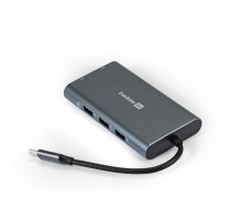 Exegate EX293985RUS Док-станция ExeGate DUB-31C/MAX (кабель-адаптер USB Type-C --> 3xUSB3.0 + Card Reader + PD 100W + HDMI 4K@30Hz + VGA + Audio + Lan RJ45 10/100/1000Mb, Plug&Play, серый)