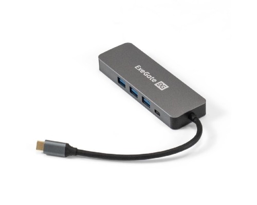 [USB-концентраторы] Exegate EX293984RUS Док-станция ExeGate DUB-31C/PD/H (кабель-адаптер USB Type-C --> 3xUSB3.0 + PD 60W + HDMI 4K@30Hz, Plug&Play, серый)