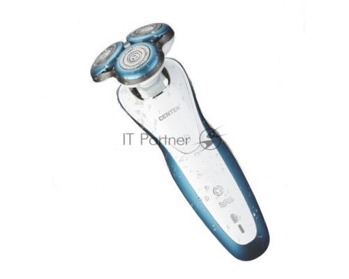 Бритва Centek CT-2163 (серебр) ротор, +ВЛАЖНОЕ БРИТЬЁ, 3 плав.головки, 2-йные лезвия, до 40 мин. раб