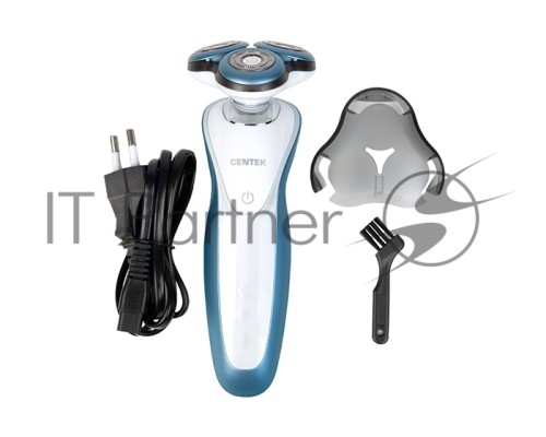 Бритва Centek CT-2163 (серебр) ротор, +ВЛАЖНОЕ БРИТЬЁ, 3 плав.головки, 2-йные лезвия, до 40 мин. раб