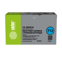 Картридж струйный Cactus CS-3ED67A 712 голубой (29мл) для HP DJ T230/630