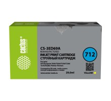 Картридж струйный Cactus CS-3ED69A 712 желтый (29мл) для HP DJ T230/630